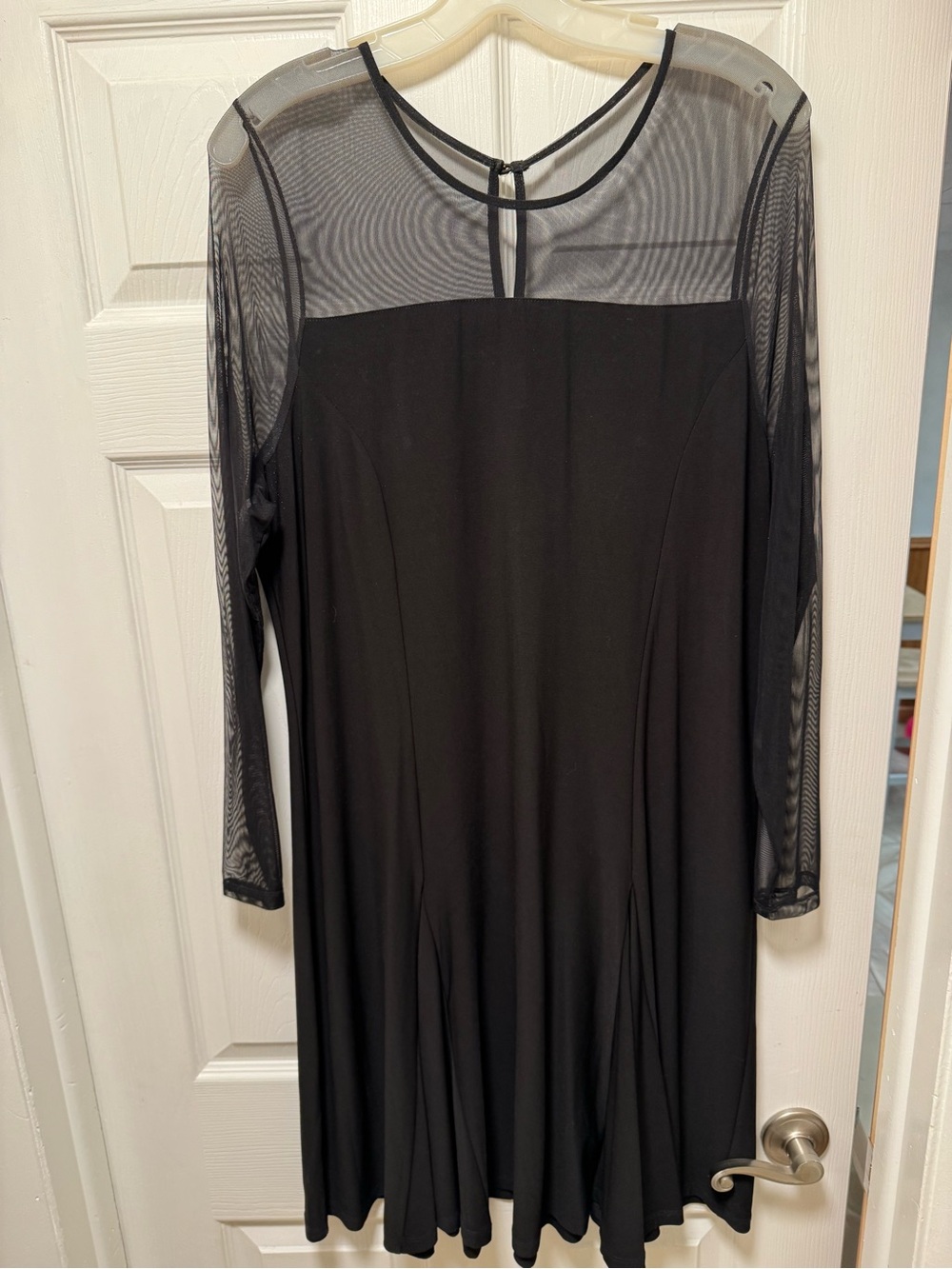 Ralph Lauren Black Long Sleeve Mesh Yoke Swing Dress